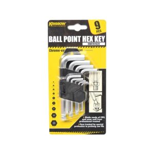 Krisbow Set Kunci L Hex Ballpoint 1/16-3/8 Inci 20 Cm 9 Pcs